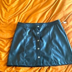 Leather button up skirt